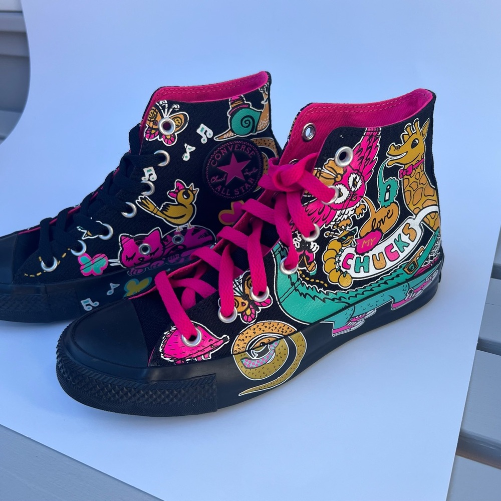 I Love My Chucks NEW Converse Hi Tops Fun Cartoon prints HTF